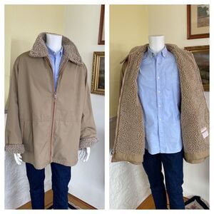 Mighty Mac Out O' Gloucester Beige Faux Shearling Lined Two Way Zip Deck Jacket
